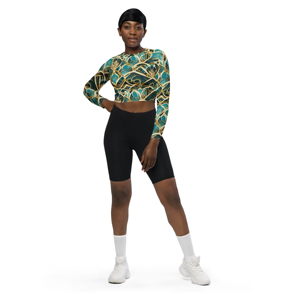Gilded Botanicals on Long Sleeve Crop Top — Front