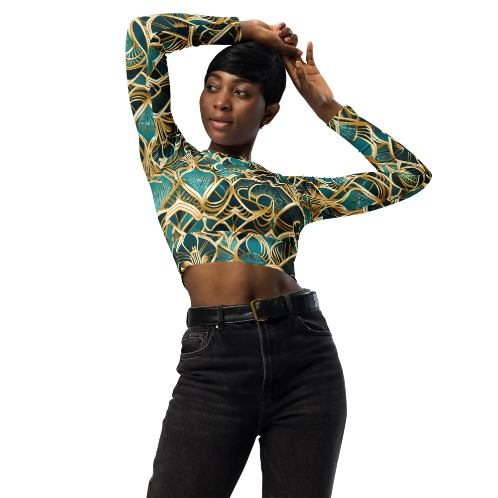 Gilded Botanicals on Long Sleeve Crop Top — Front