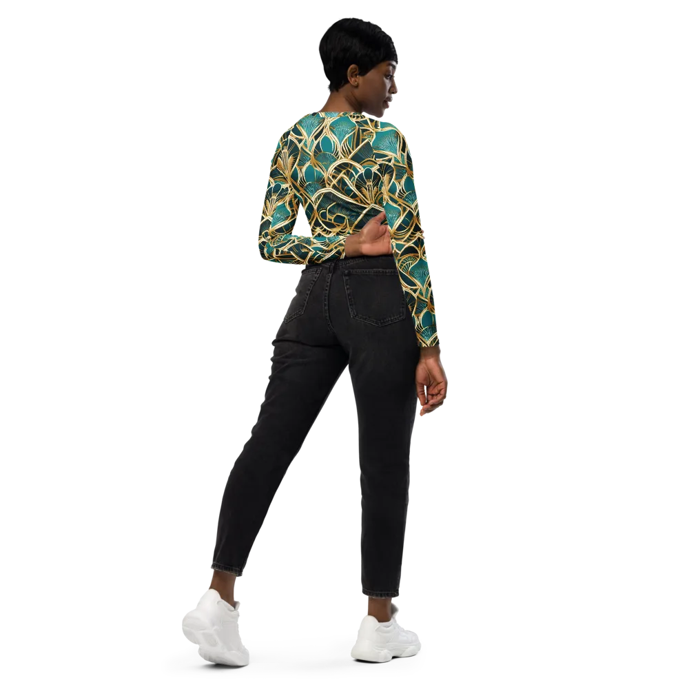 Gilded Botanicals on Long Sleeve Crop Top — Right Back