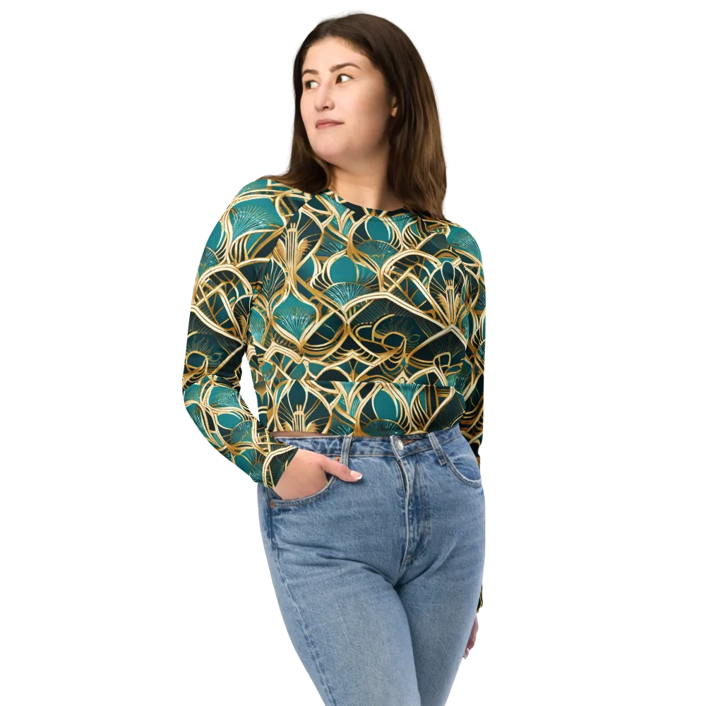 Gilded Botanicals on Long Sleeve Crop Top — Front