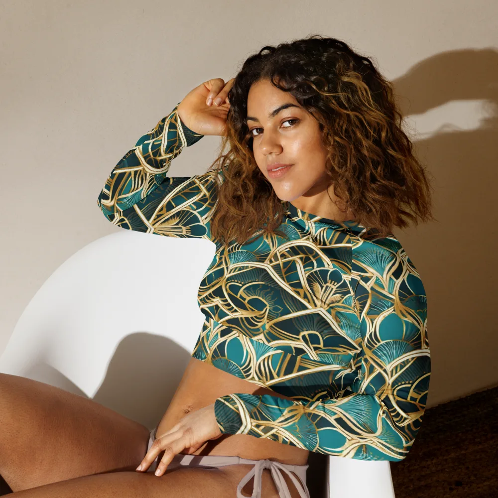 Gilded Botanicals on Long Sleeve Crop Top — Left Front