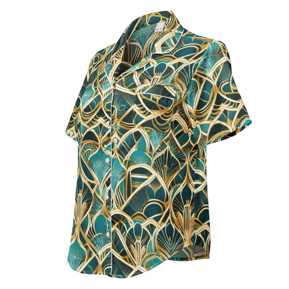 Gilded Botanicals on Women's Short Sleeve Pajama Top — Left Front