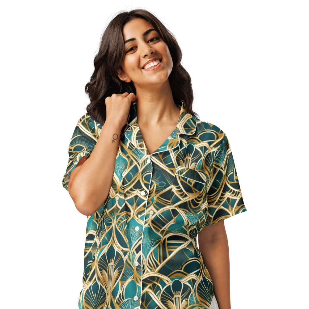Gilded Botanicals on Women's Short Sleeve Pajama Top — Front