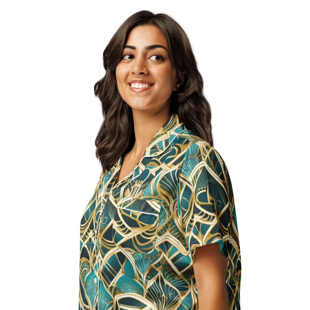 Gilded Botanicals on Women's Short Sleeve Pajama Top — Left Front