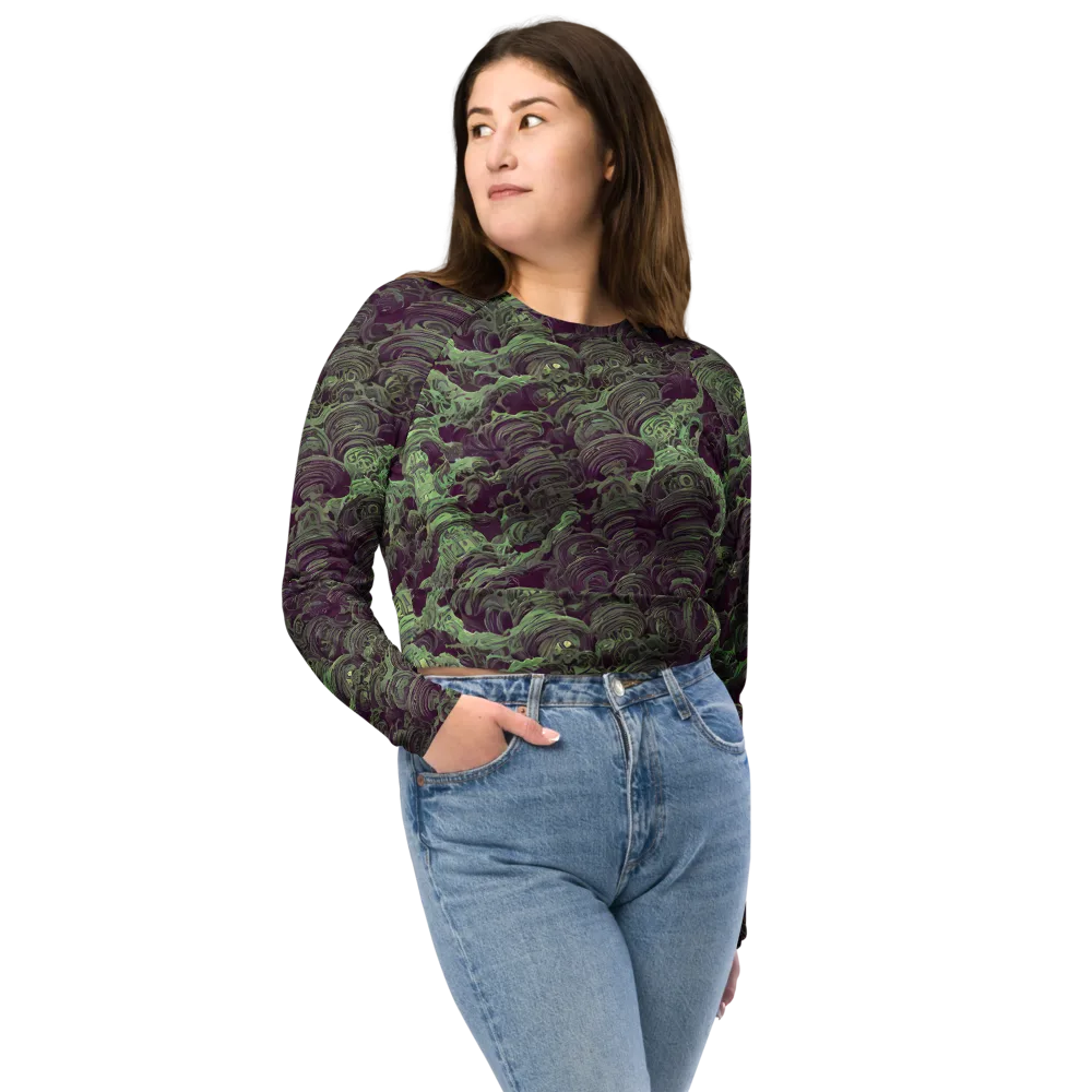 Knab Whorls on Long Sleeve Crop Top — Front