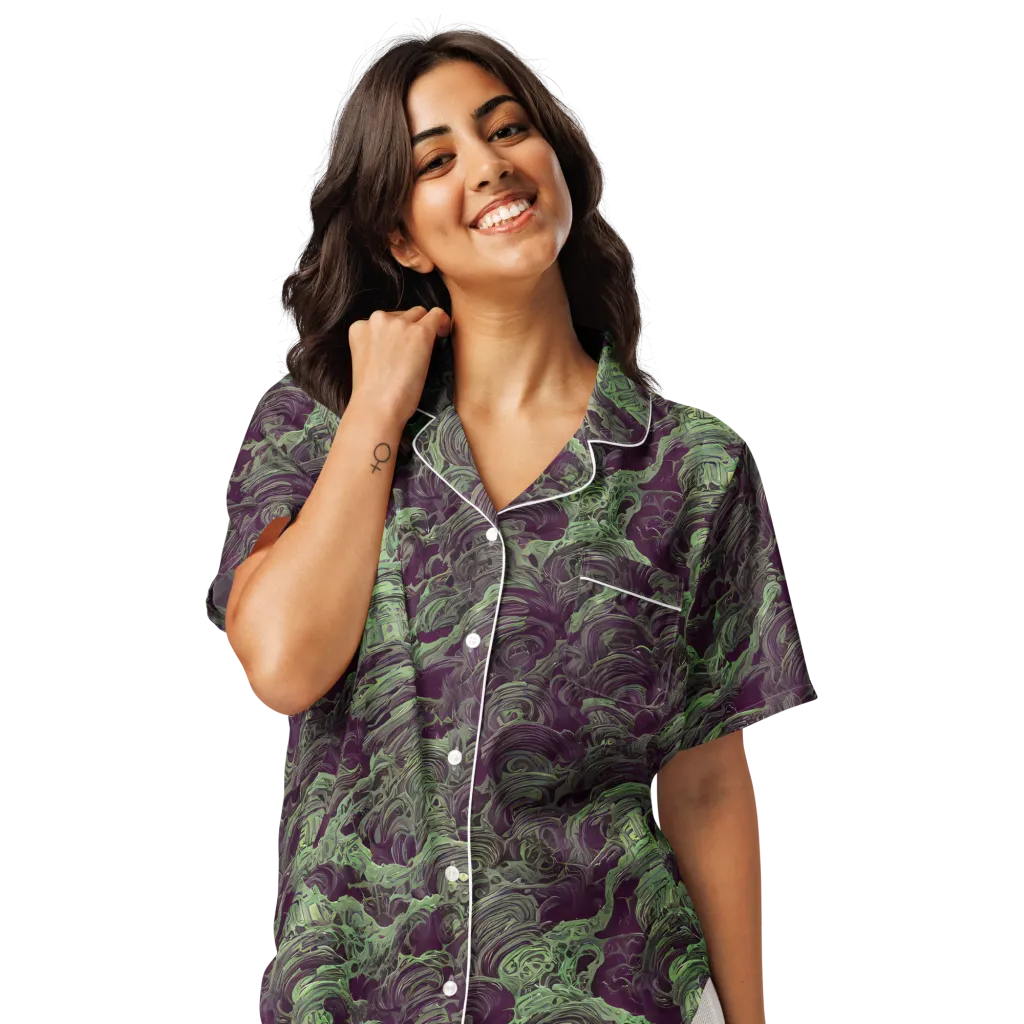 Knab Whorls on Women's Short Sleeve Pajama Top — Front