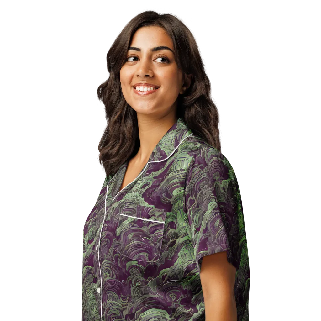 Knab Whorls on Women's Short Sleeve Pajama Top — Left Front