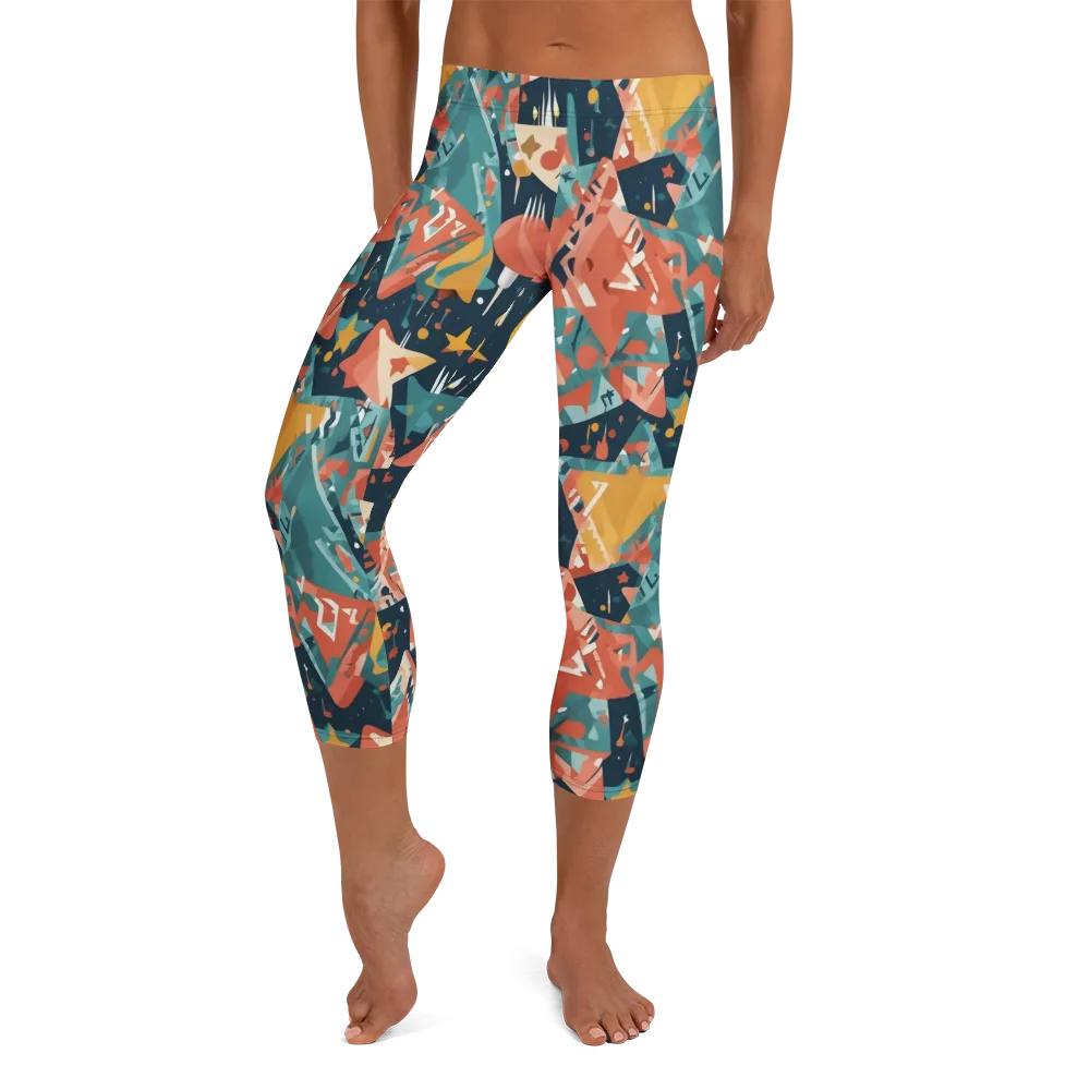 Neon Supper Club on Capri Leggings — Front