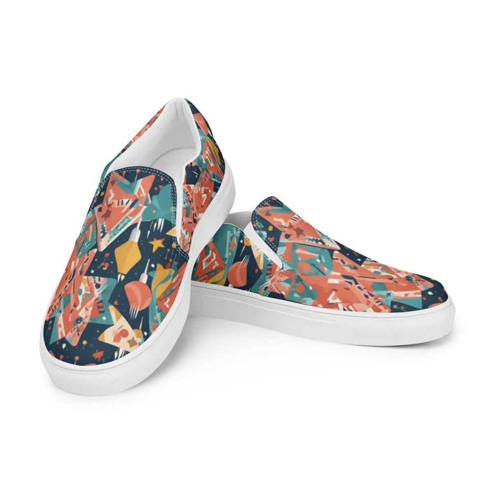 Neon Supper Club on Men's Slip-On Canvas Shoes — Left Front