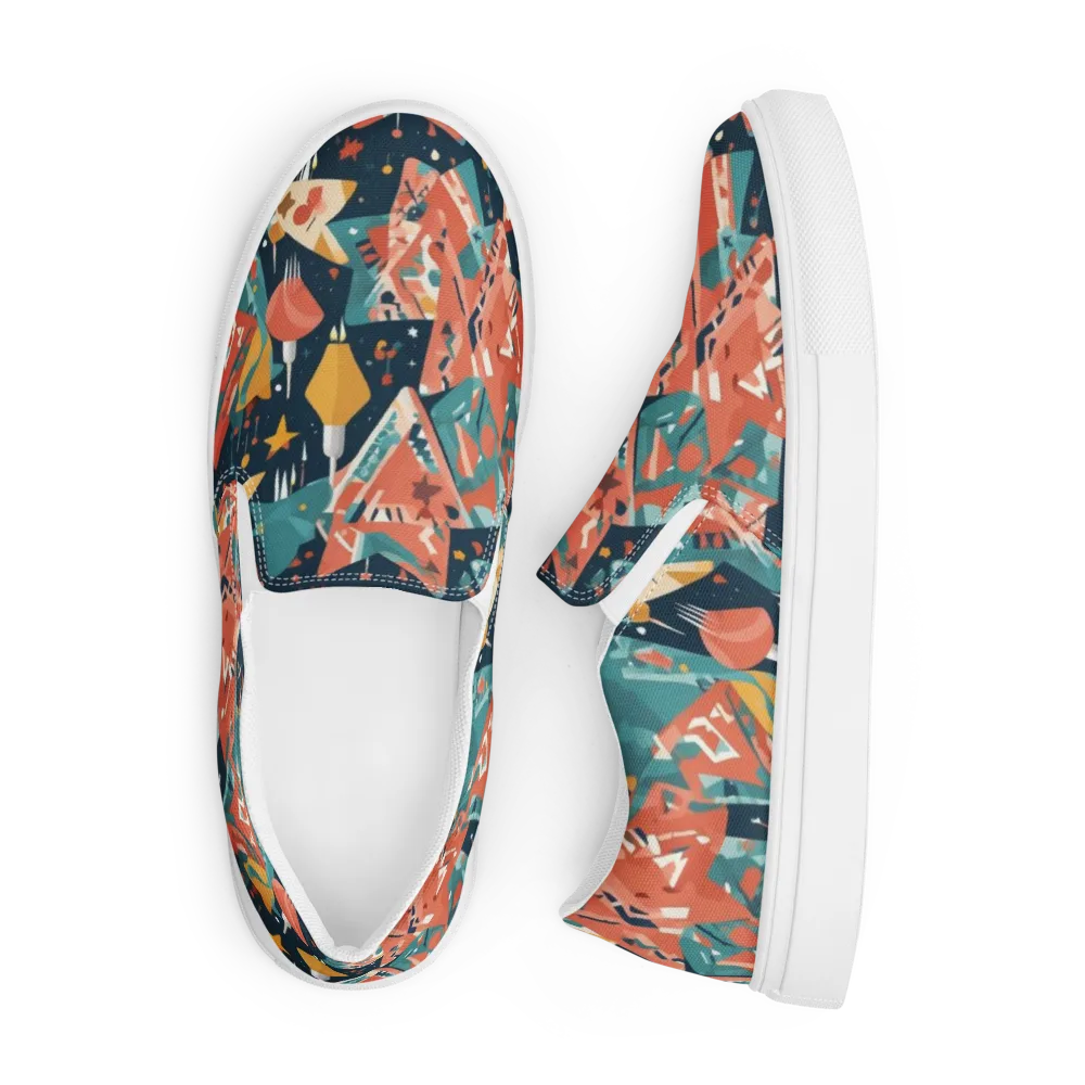 Neon Supper Club on Men's Slip-On Canvas Shoes — Front