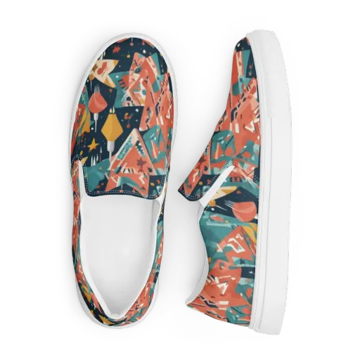 Neon Supper Club on a Men's Slip-On Canvas Shoes