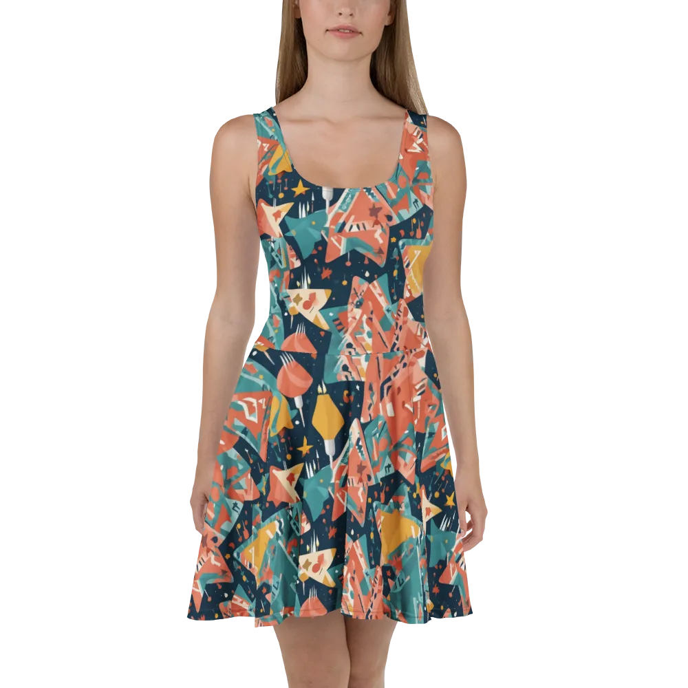 Neon Supper Club on Skater Dress — Front