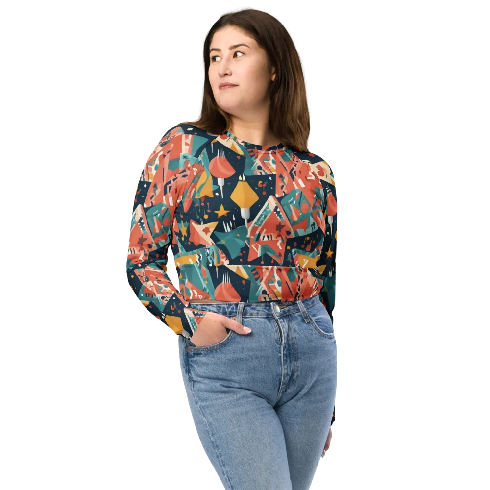 Neon Supper Club on Long Sleeve Crop Top — Front