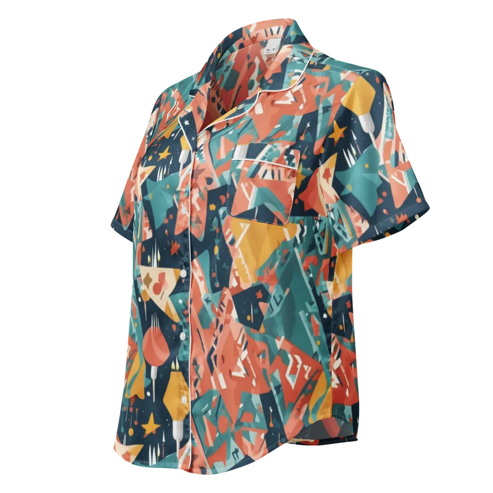 Neon Supper Club on Women's Short Sleeve Pajama Top — Left Front
