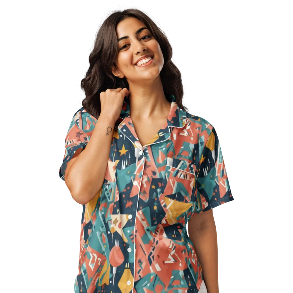 Neon Supper Club on Women's Short Sleeve Pajama Top — Front