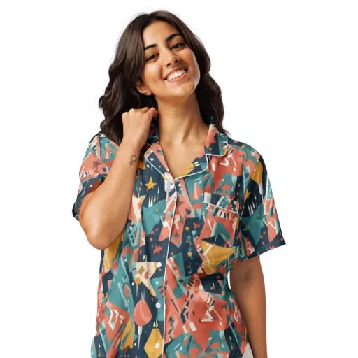 Neon Supper Club on a Women's Short Sleeve Pajama Top