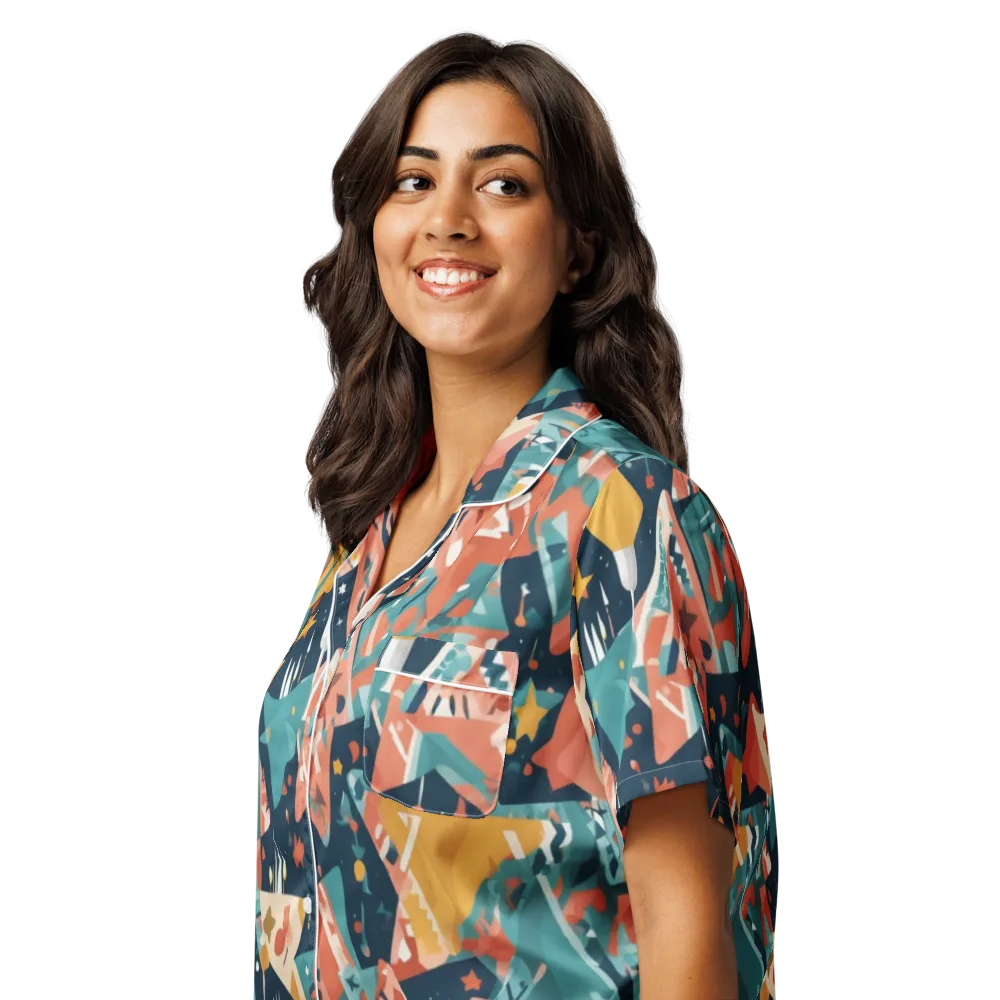 Neon Supper Club on Women's Short Sleeve Pajama Top — Left Front