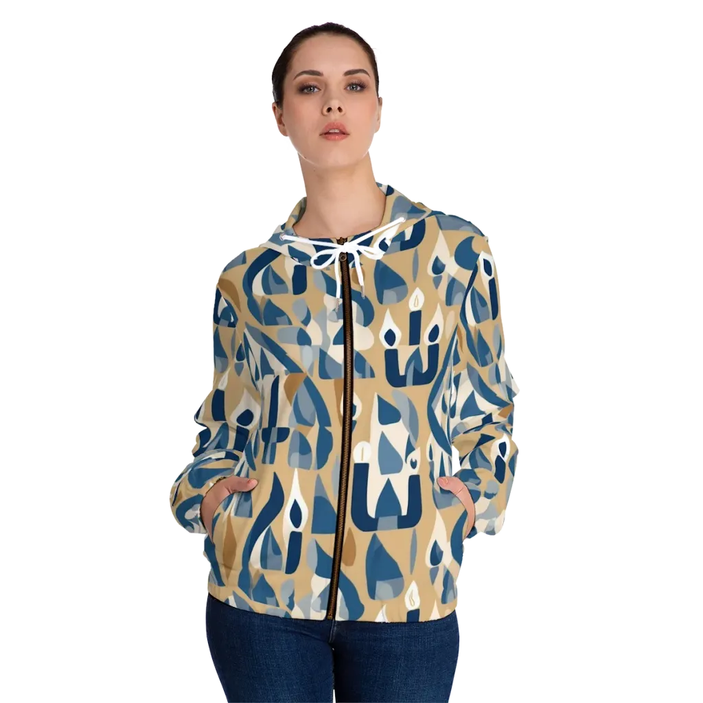 Candle Current on Women's Full-Zip Hoodie — Front On Person