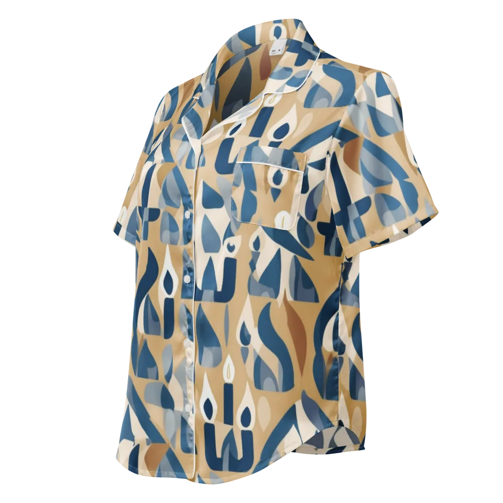 Candle Current on Women's Short Sleeve Pajama Top — Left Front