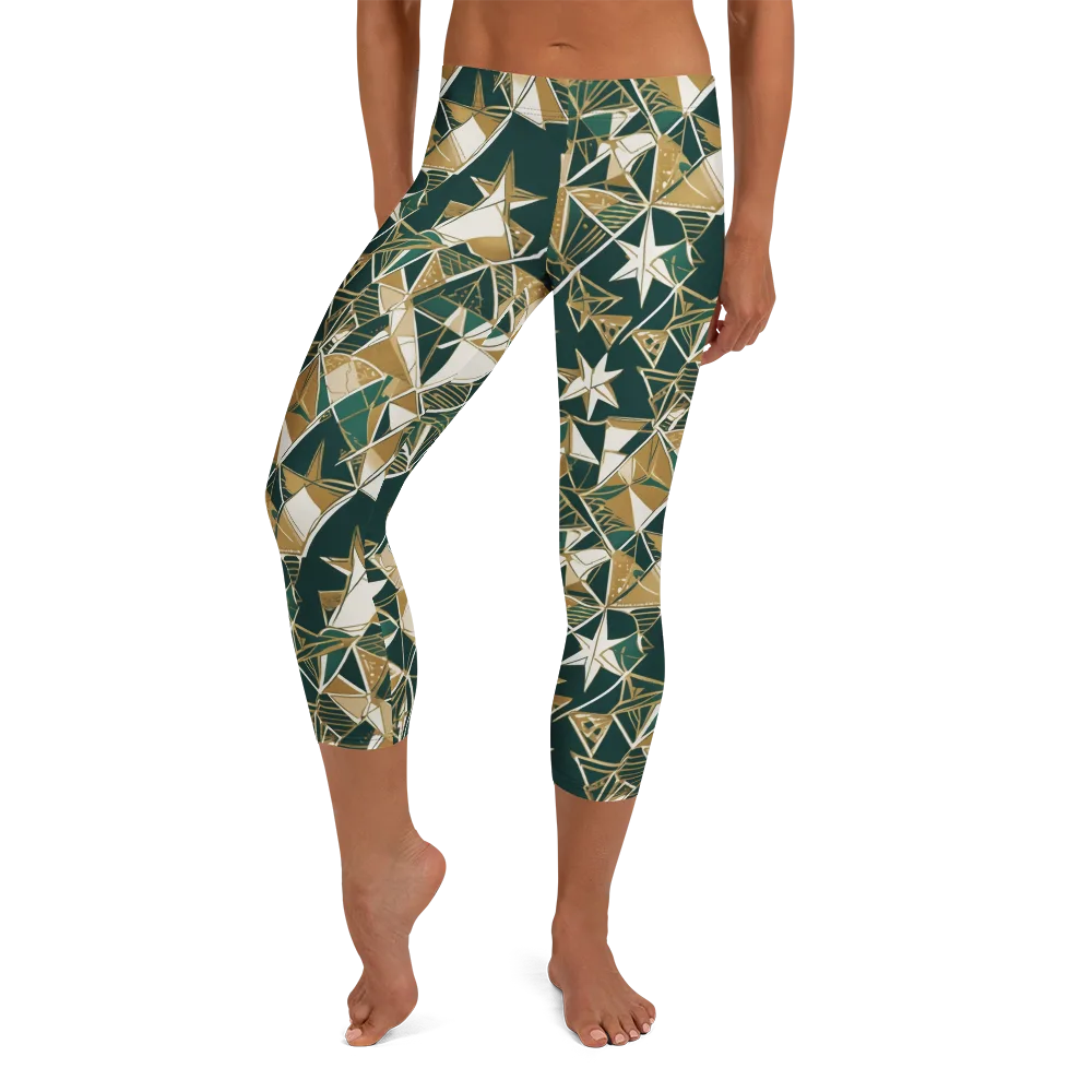 Gilded Origami on Capri Leggings — Front
