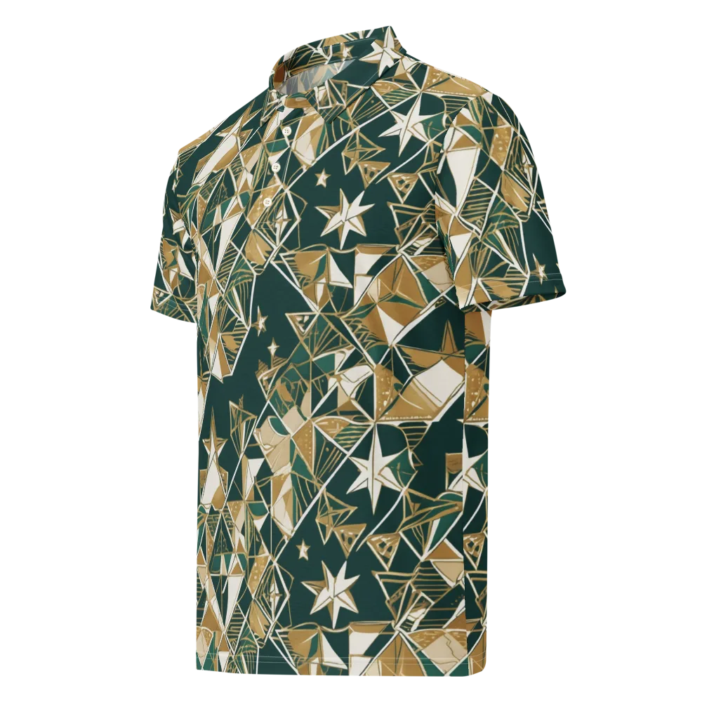 Gilded Origami on Men's Slim Fit Polo Shirt — Left Front