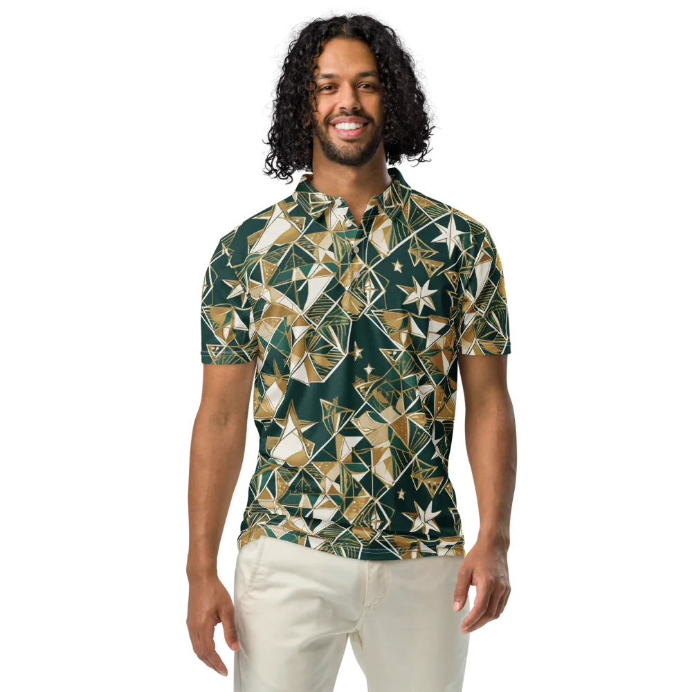 Gilded Origami on Men's Slim Fit Polo Shirt — Front