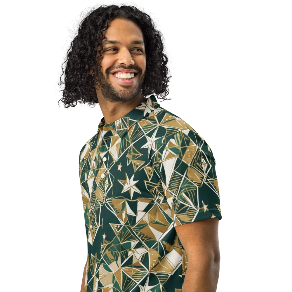 Gilded Origami on Men's Slim Fit Polo Shirt — Left Front