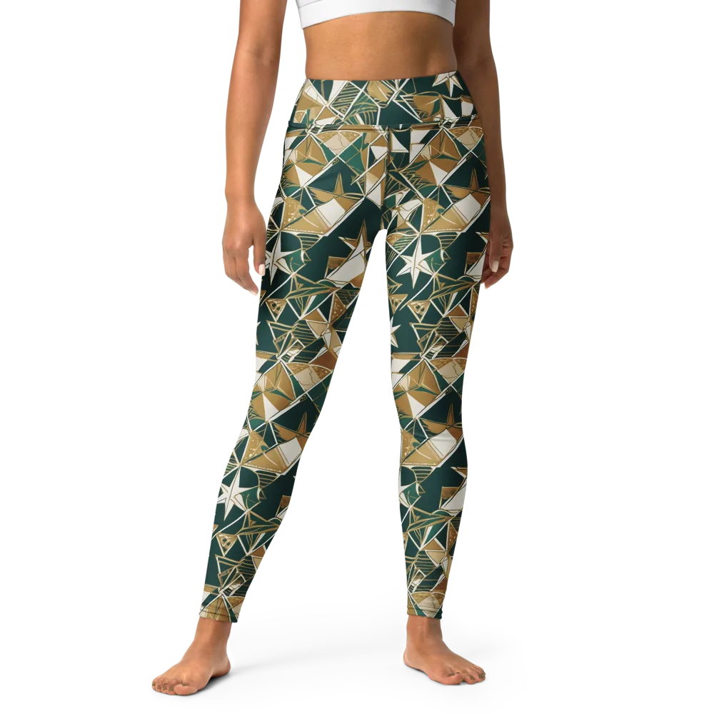 Gilded Origami on Yoga Leggings — Front