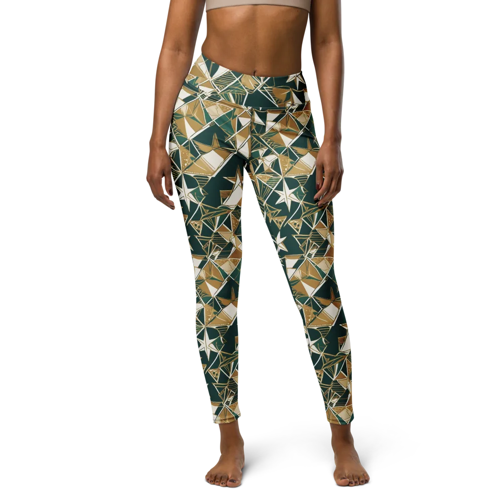 Gilded Origami on Yoga Leggings — Front