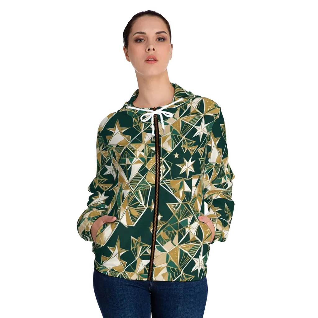 Gilded Origami on Women's Full-Zip Hoodie — Front On Person