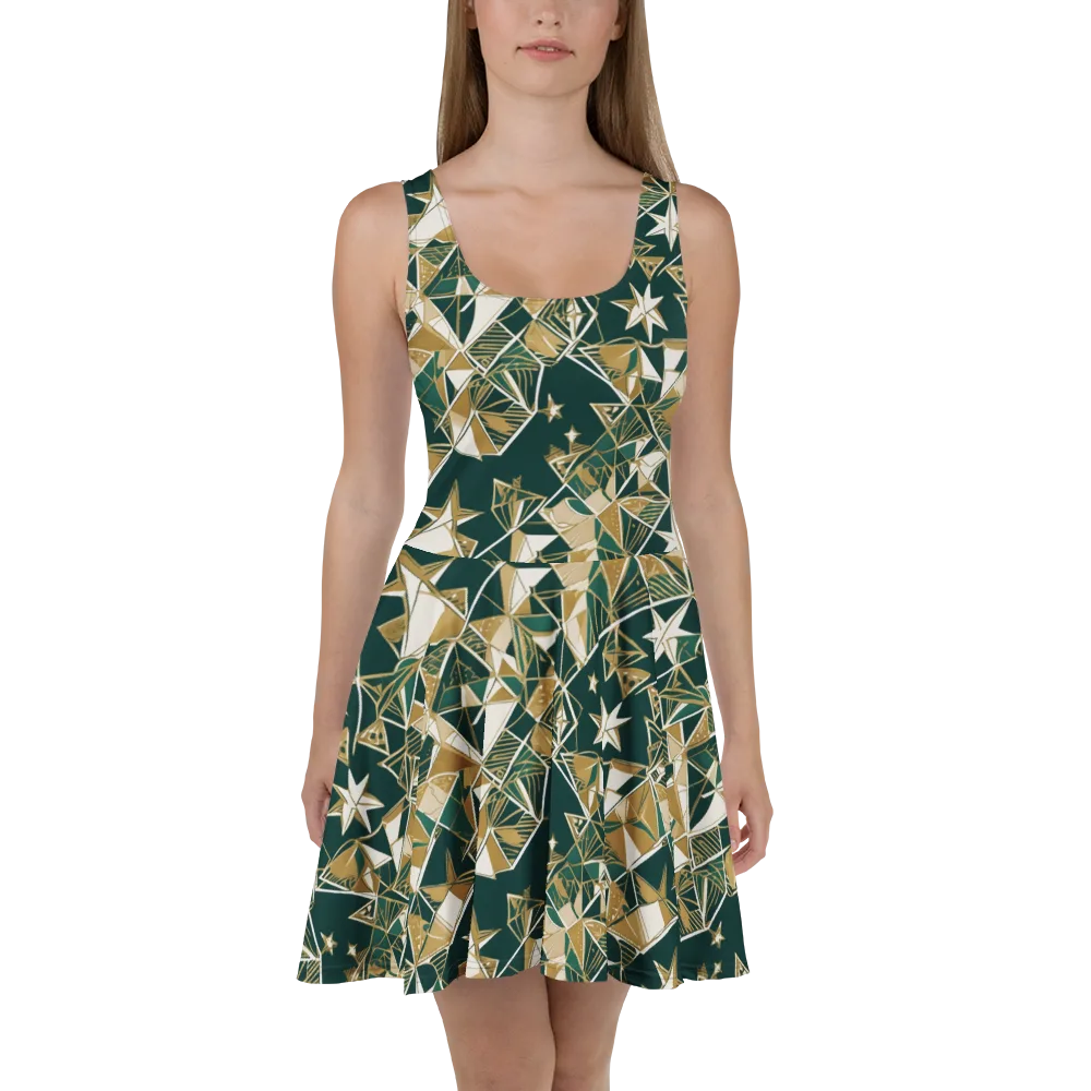 Gilded Origami on Skater Dress — Front