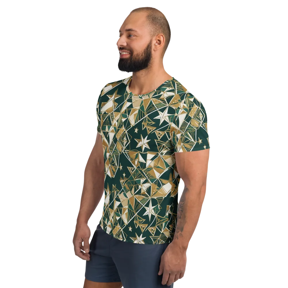 Gilded Origami on Men's Athletic T-Shirt — Left