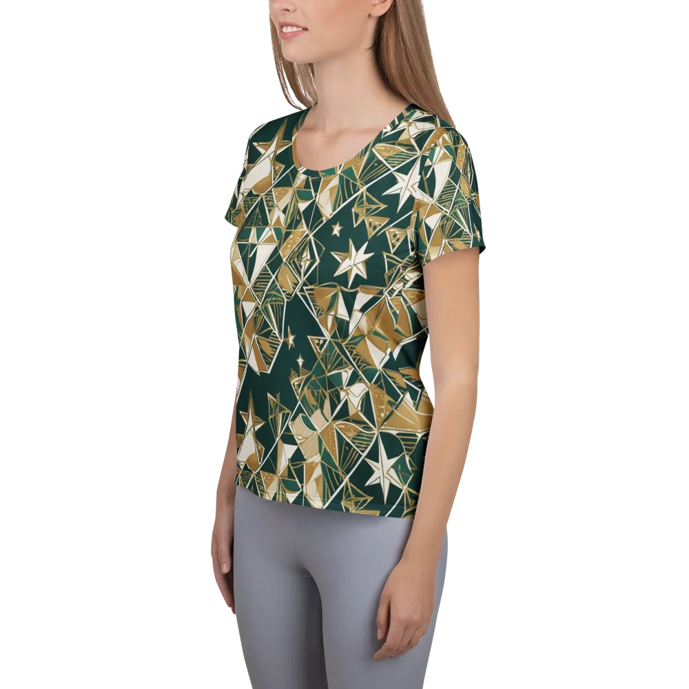 Gilded Origami on Women's Athletic T-Shirt — Left
