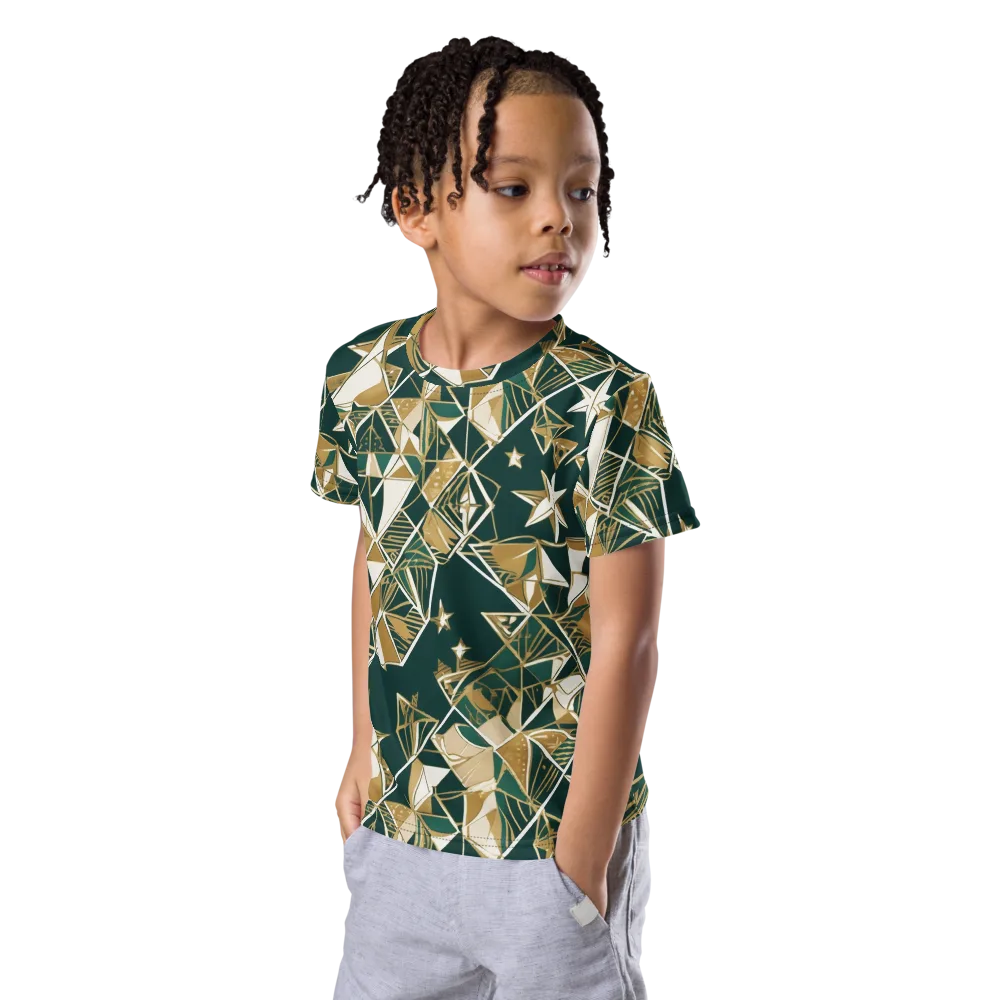 Gilded Origami on Kids Crew Neck T-Shirt — Left Front