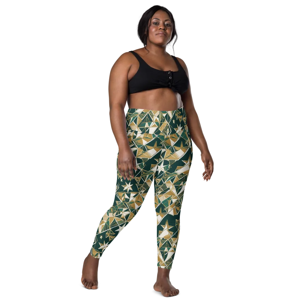 Gilded Origami on Leggings with Pockets — Front