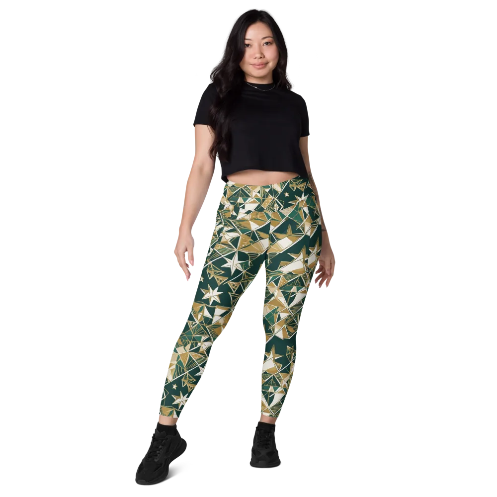 Gilded Origami on Leggings with Pockets — Front