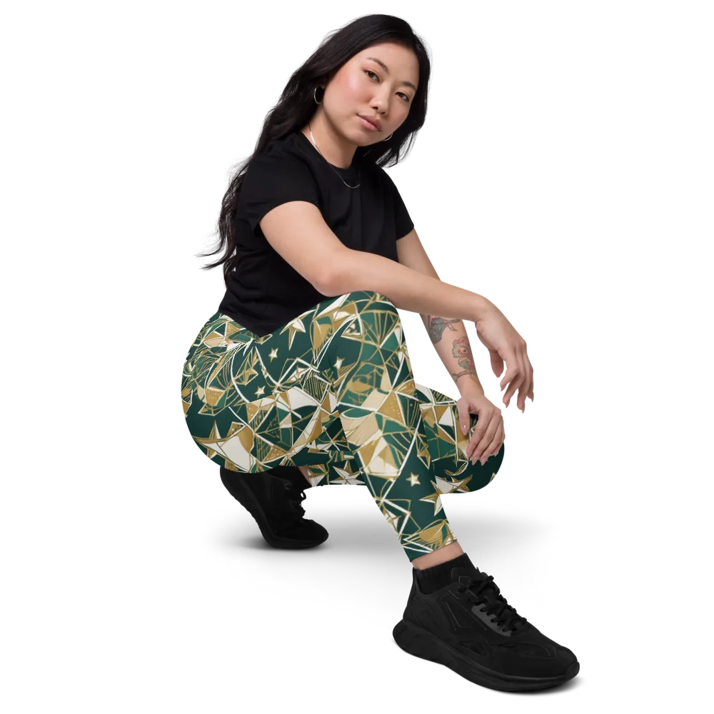 Gilded Origami on Leggings with Pockets — Right Front