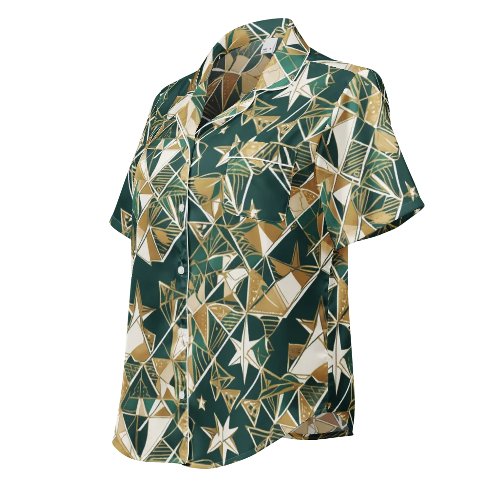 Gilded Origami on Women's Short Sleeve Pajama Top — Left Front