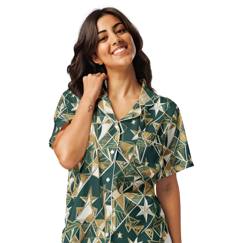 Gilded Origami on Women's Short Sleeve Pajama Top — Front