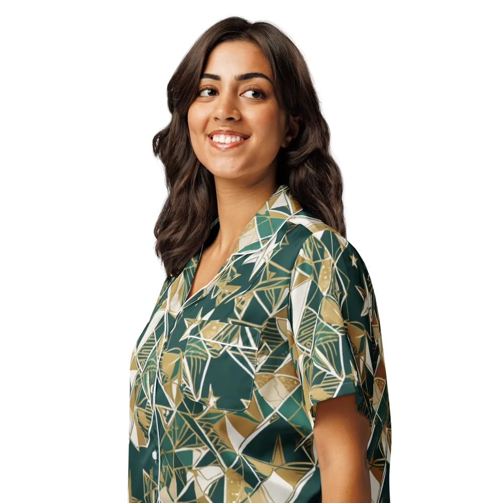 Gilded Origami on Women's Short Sleeve Pajama Top — Left Front