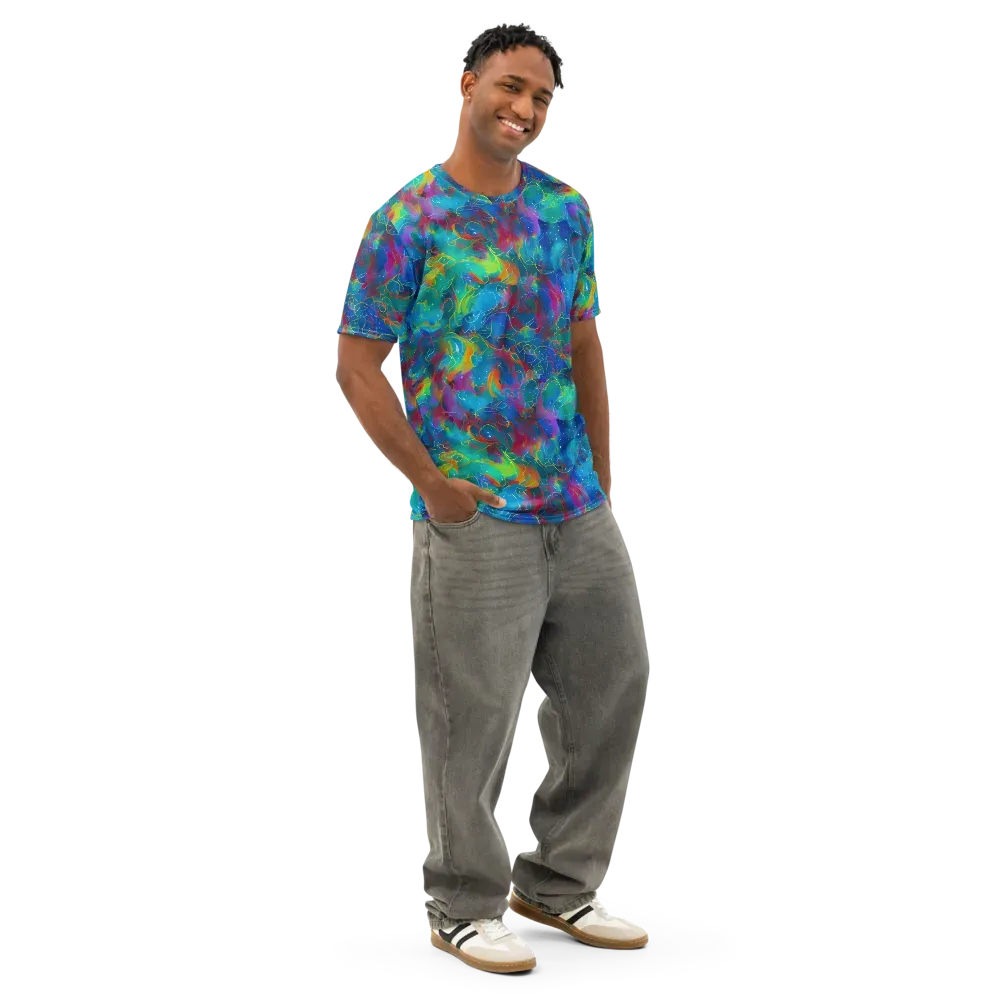 Chromatic Tidalwave on Men's Cotton Crew Neck T-Shirt — Right Front