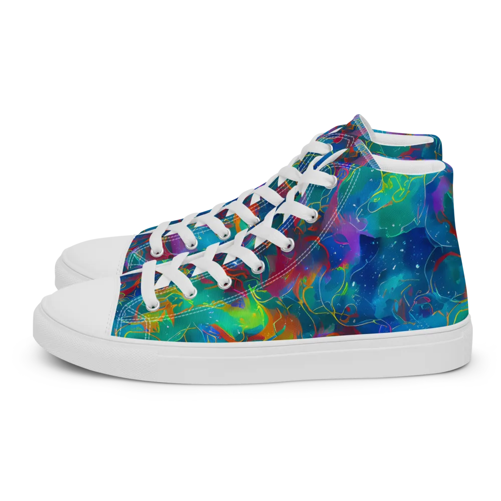 Chromatic Tidalwave on Men's High Top Canvas Shoes — Left