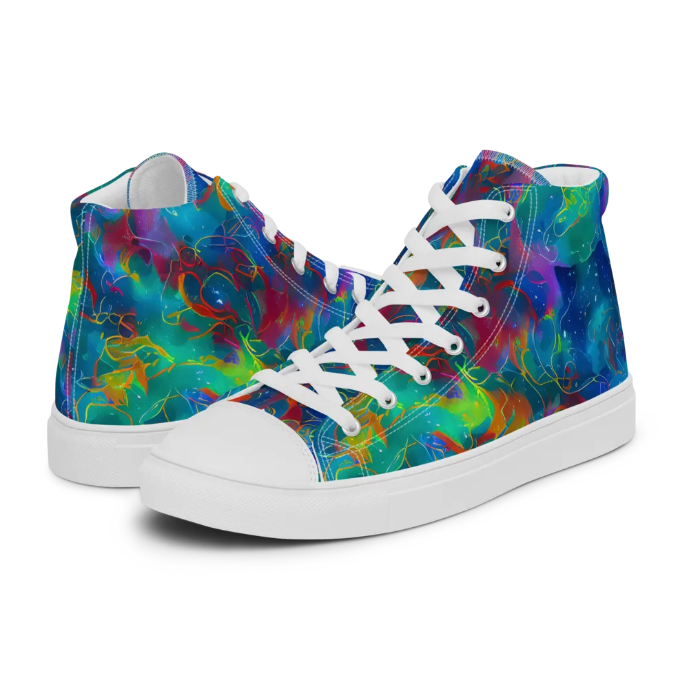 Chromatic Tidalwave on Men's High Top Canvas Shoes — Left