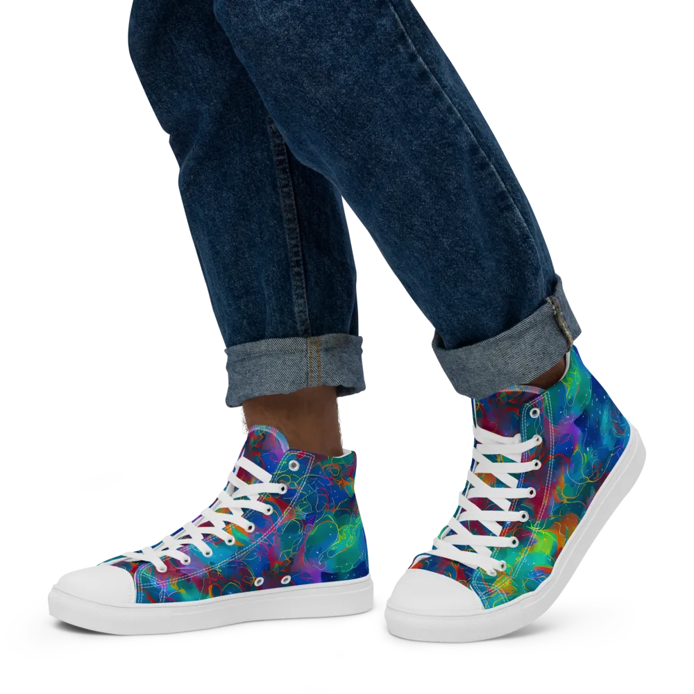 Chromatic Tidalwave on Men's High Top Canvas Shoes — Left
