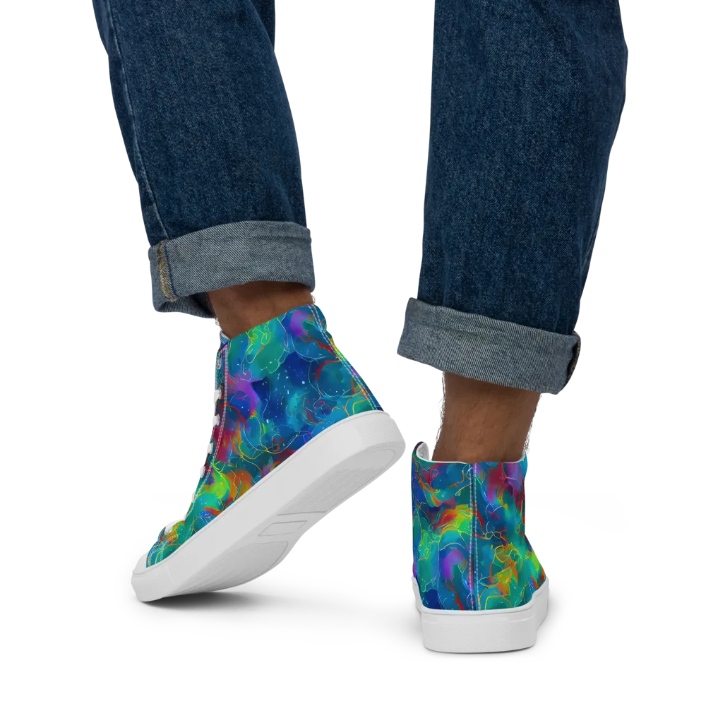 Chromatic Tidalwave on Men's High Top Canvas Shoes — Back