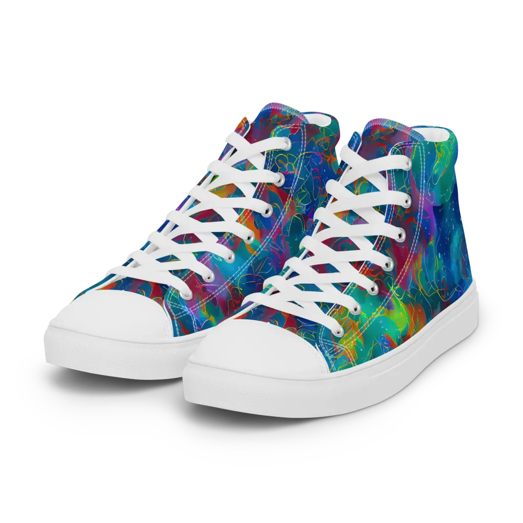 Chromatic Tidalwave on Women's High Top Canvas Shoes — Left Front