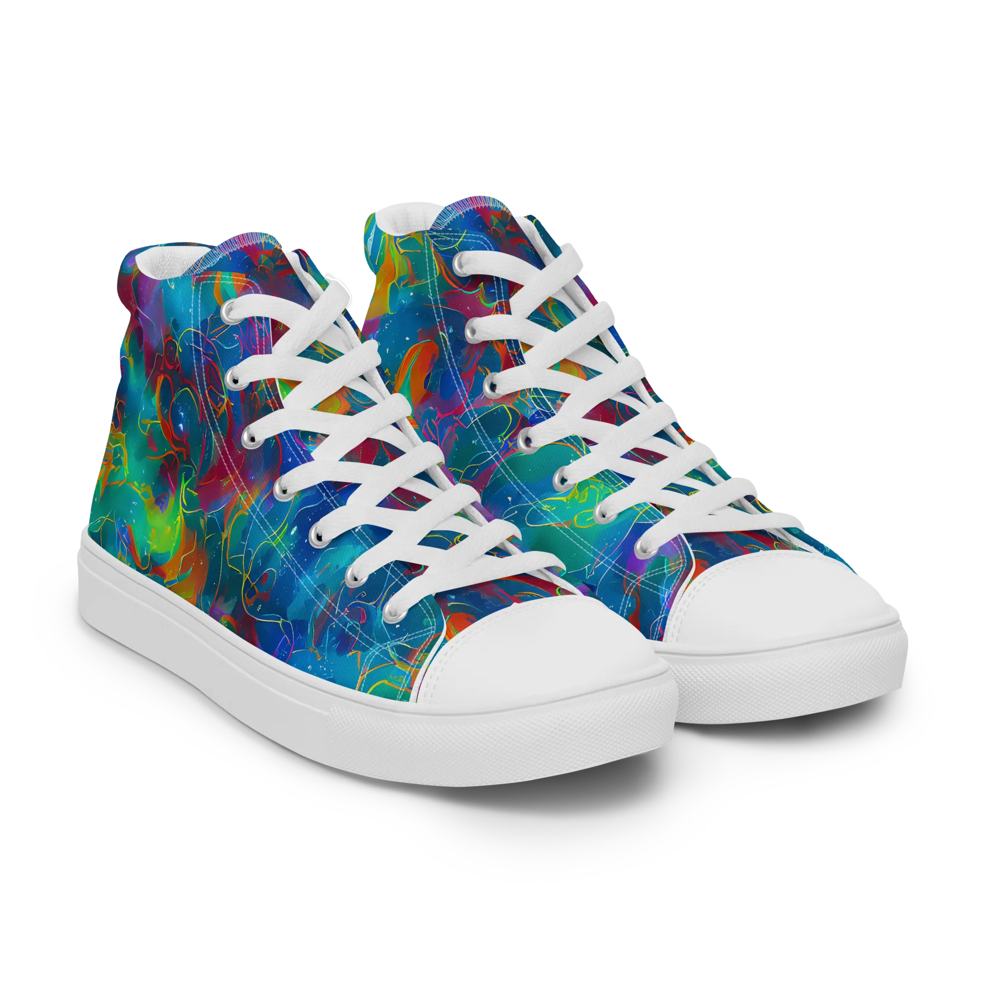 Chromatic Tidalwave on Women's High Top Canvas Shoes — Right Front