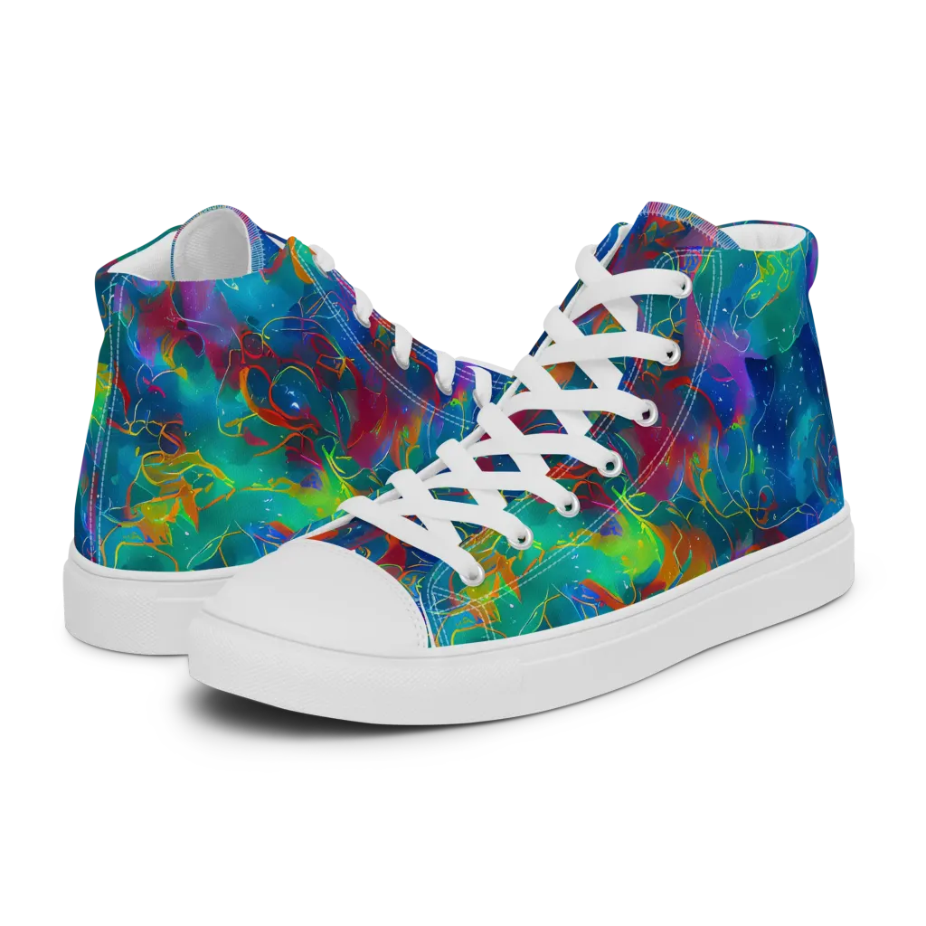 Chromatic Tidalwave on Women's High Top Canvas Shoes — Left