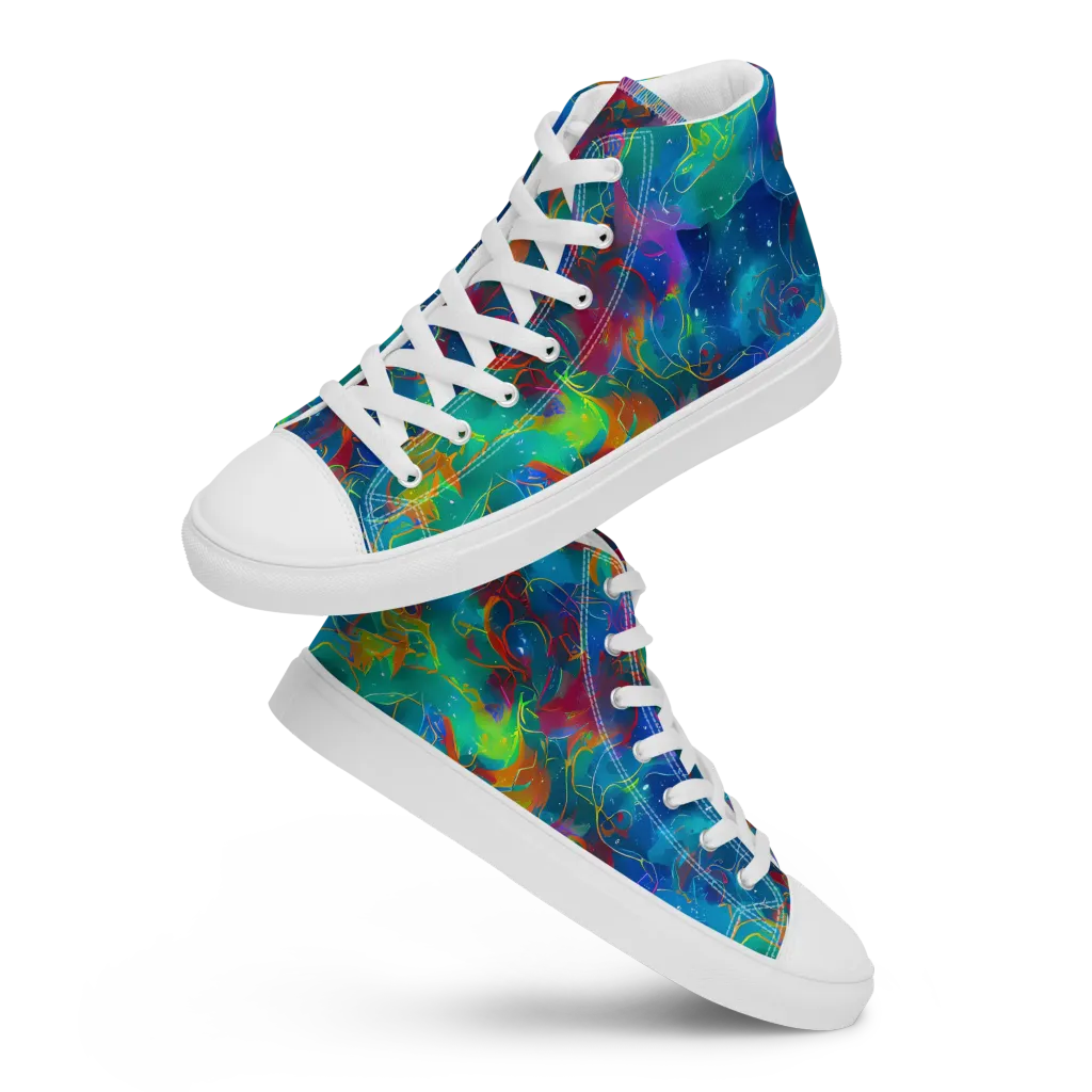 Chromatic Tidalwave on Women's High Top Canvas Shoes — Front