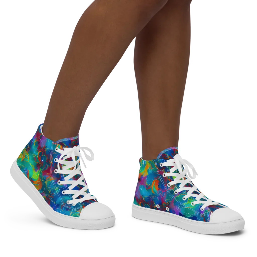 Chromatic Tidalwave on Women's High Top Canvas Shoes — Right